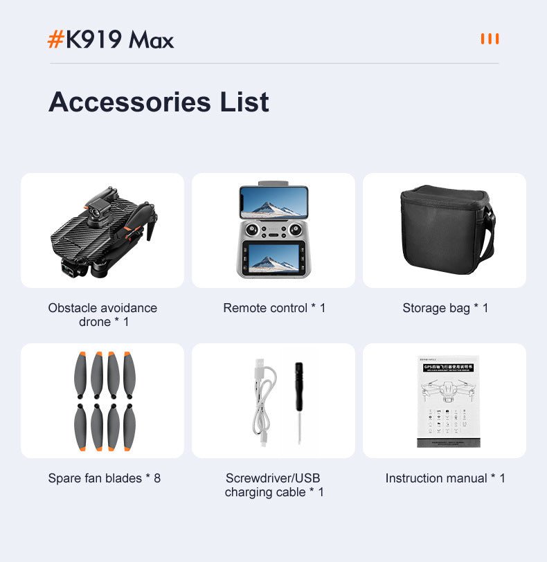 K919MAX Professional Drone,4K 3 - Axis Gimbal,360° Laser Avoidance 30min Flight,5G 3000m Transmission,Foldable Portable Design - URANBATO