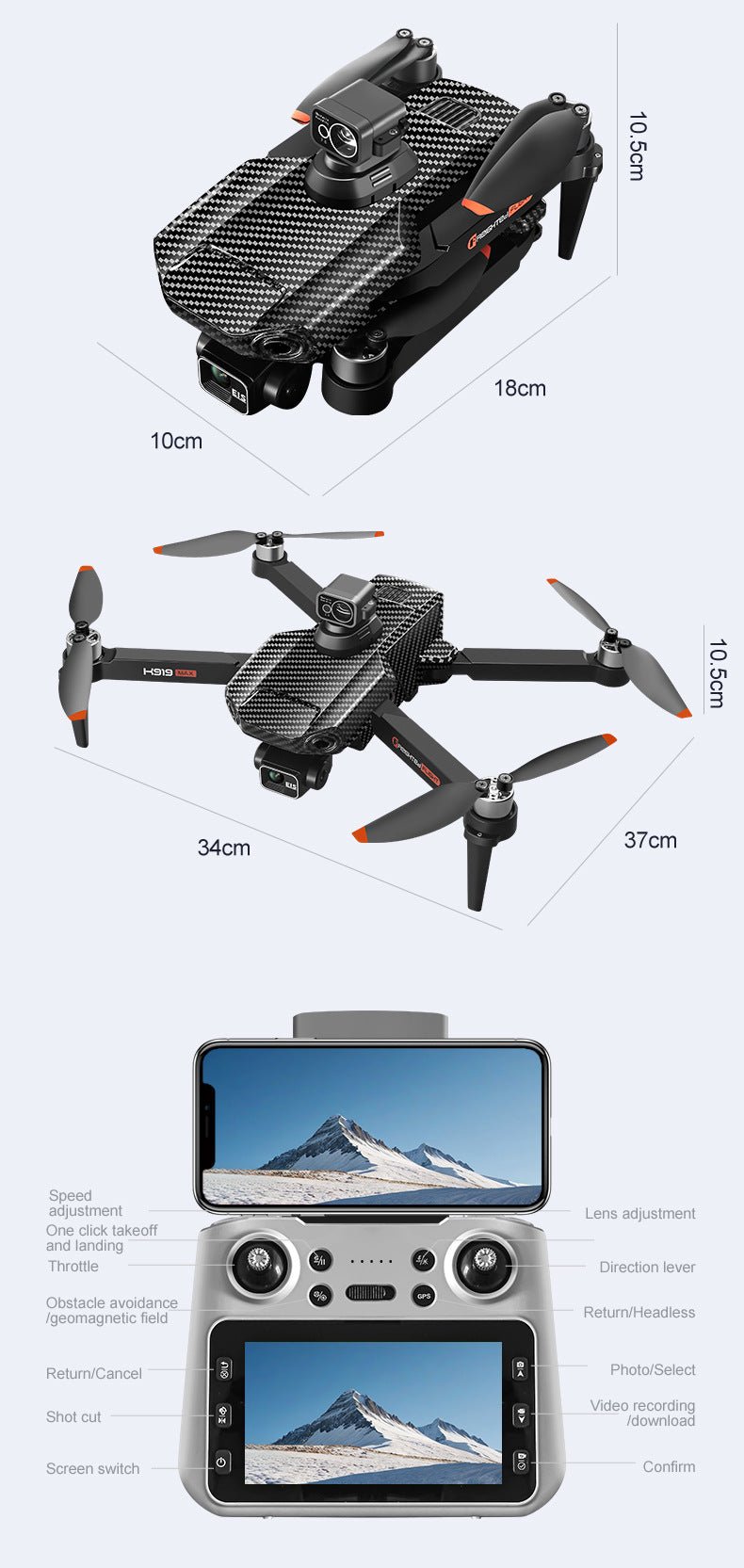 K919MAX Professional Drone,4K 3 - Axis Gimbal,360° Laser Avoidance 30min Flight,5G 3000m Transmission,Foldable Portable Design - URANBATO