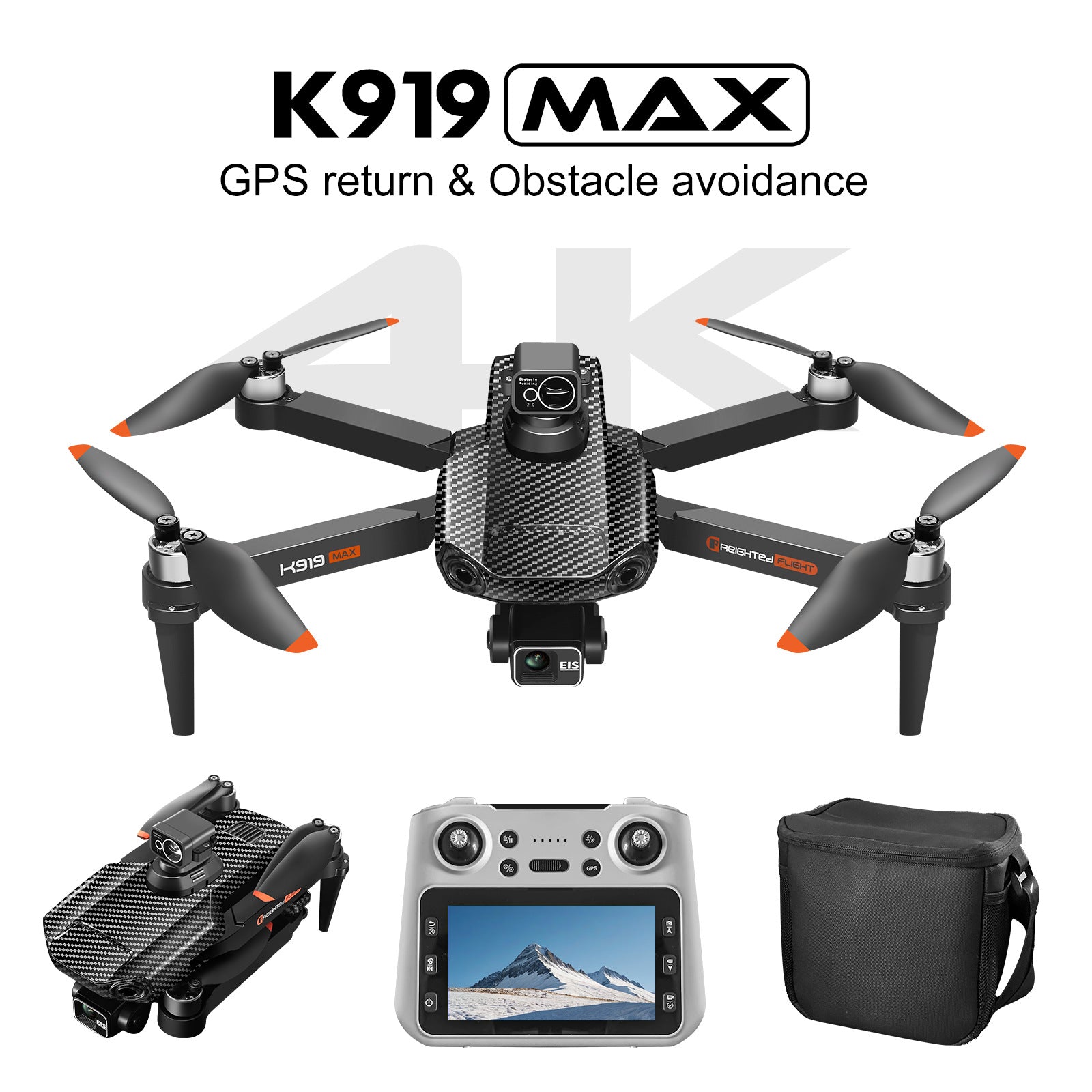 K919MAX Professional Drone,4K 3 - Axis Gimbal,360° Laser Avoidance 30min Flight,5G 3000m Transmission,Foldable Portable Design - URANBATO