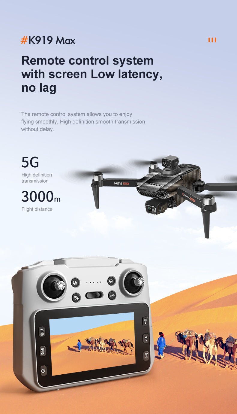 K919MAX Professional Drone,4K 3 - Axis Gimbal,360° Laser Avoidance 30min Flight,5G 3000m Transmission,Foldable Portable Design - URANBATO