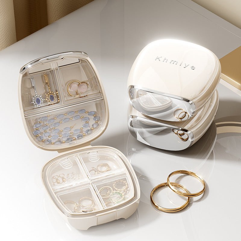 Khmiye Electroplated Pill Case,Jewel - like Finish,72g Pocket Organizer Magnetic Slide Cover,Multi - Compartment,8.1×7.4×3.8cm Compact - URANBATO