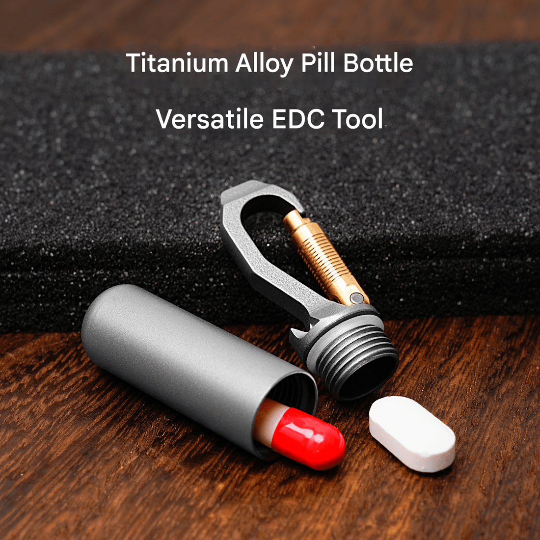 Portable mini pure titanium medicine bottle, titanium alloy portable medicine storage bottle, moisture - proof and waterproof sealed compartment - URANBATO