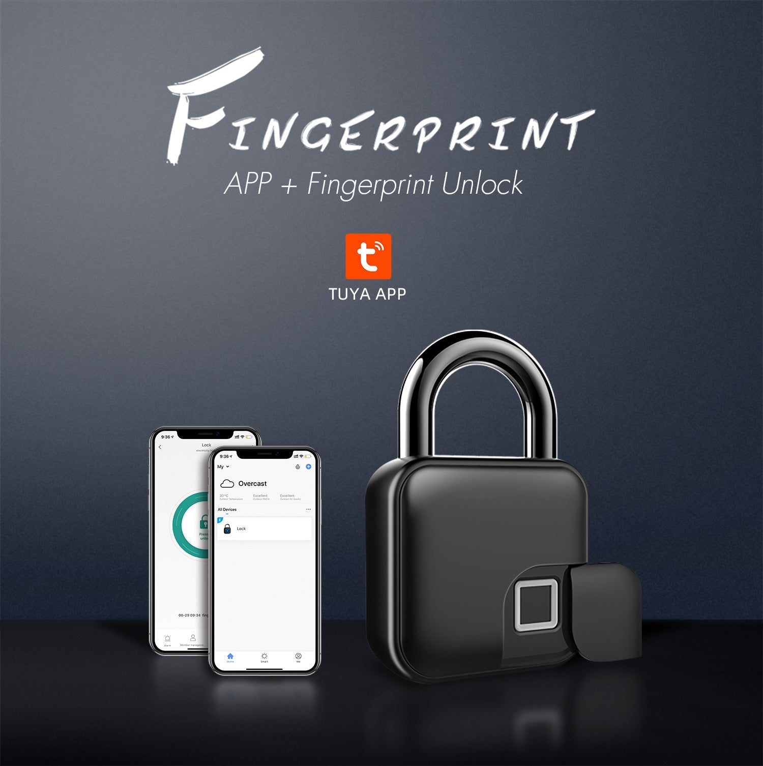 Uranbato Bluetooth Tuya smart fingerprint padlock U8, outdoor waterproof lock bicycle lock, rechargeable mini gate U - shaped lock - URANBATO