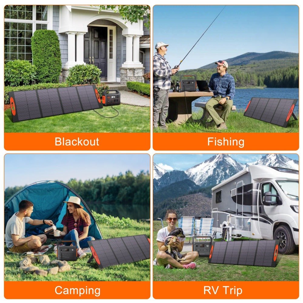 120W portable outdoor solar panel with USB output, foldable monocrystalline photovoltaic panel, suitable for charging digital devices in RV camping,Suitable for Blackout/Fishing/Camping/RV Trip - URANBATO