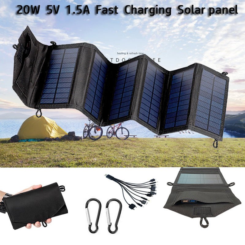 15W Solar Panel,385g Ultra - Light,Folds to Phone Size Hiking/Biking Power Hub,10 - in - 1 Charging Cable｜Oxford Cloth Armor - URANBATO