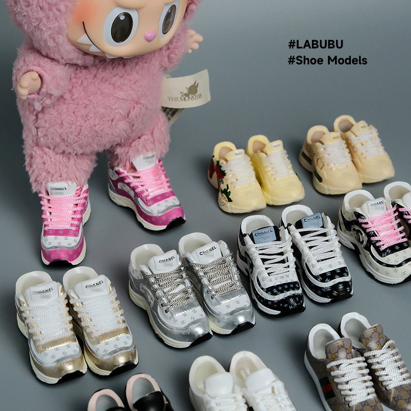 17cm Labubu doll shoes fashion brand high luxury LV GUCCI three - dimensional shoe model - URANBATO