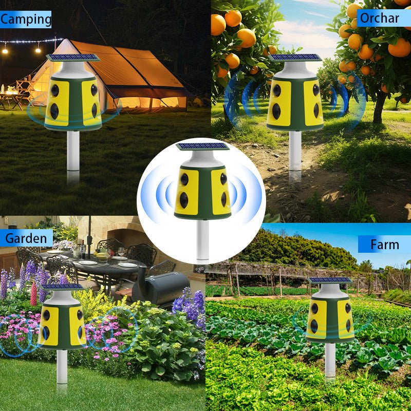 360° Bio - Sonic Animal Repeller,Flame Eye + Solar Defense Modes Sonic/Strobe/Infrared - URANBATO