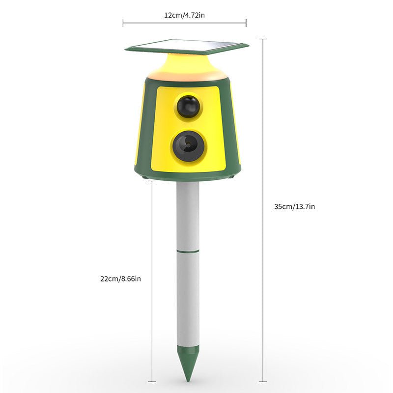360° Bio - Sonic Animal Repeller,Flame Eye + Solar Defense Modes Sonic/Strobe/Infrared - URANBATO