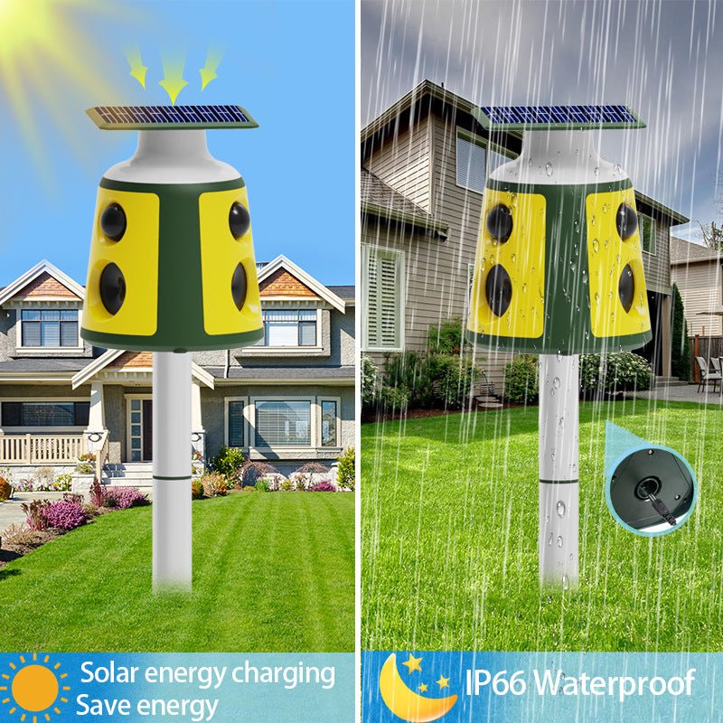 360° Bio - Sonic Animal Repeller,Flame Eye + Solar Defense Modes Sonic/Strobe/Infrared - URANBATO