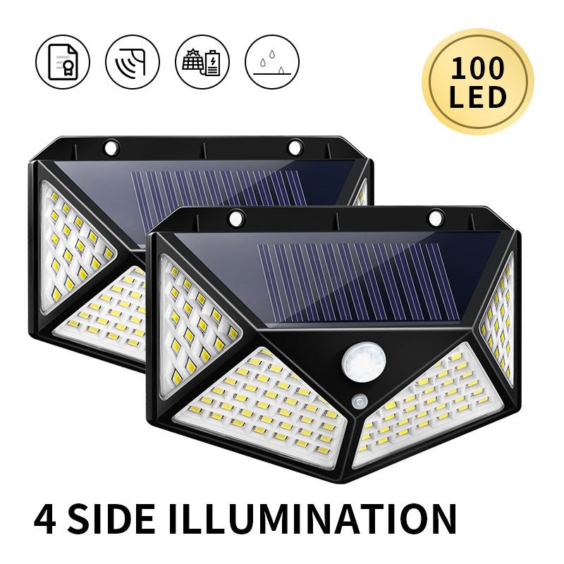 360° Smart Sensing,Solar Motion Light,100 - LED Quad - Side 3 Light Modes,6 - 12H Runtime,Life - Proof Courtyard Guard - URANBATO