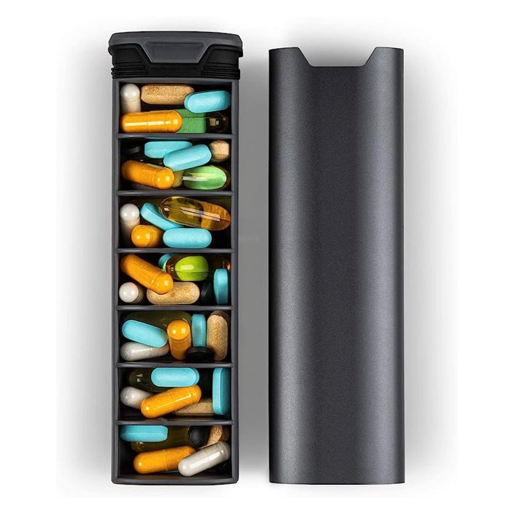 7 - day aluminum alloy large - capacity compartment medicine box, travel portable small medicine box, sealed moisture - proof and waterproof packaging box - URANBATO