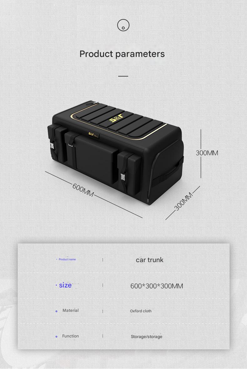 70L Trunk Organizer,Oxford Fabric Folding Box, 6 - Zone Smart Storage,50kg Load Capacity,Fold - Flat Design - URANBATO