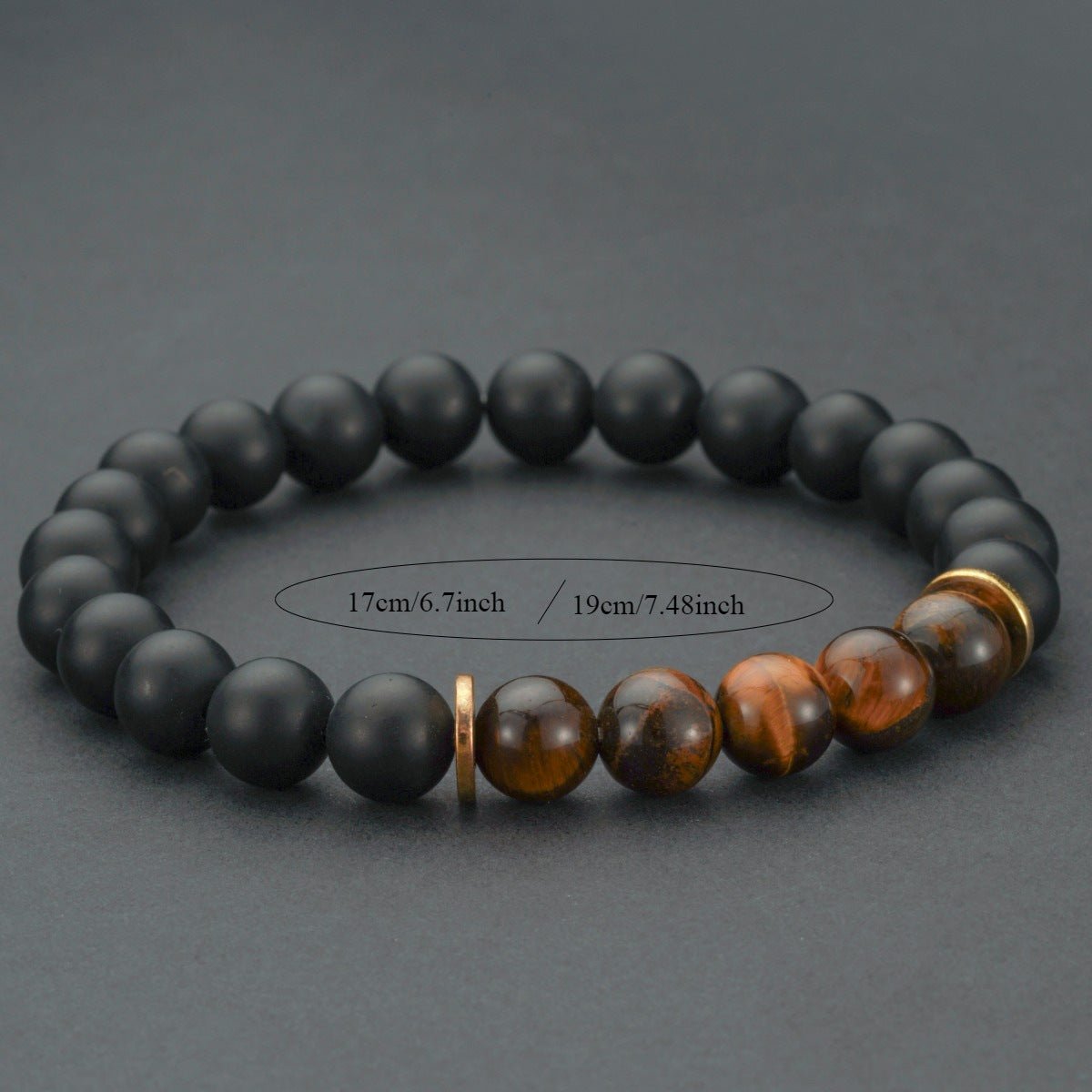 8mm Tiger Stone Black Frosted Stone Beaded Bracelet - URANBATO
