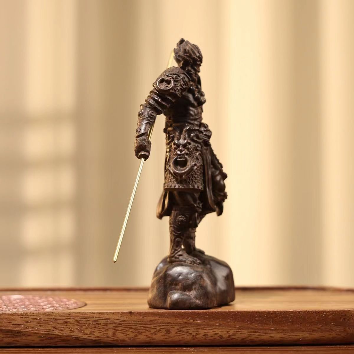Agarwood hand - carved black Monkey King ornaments - URANBATO