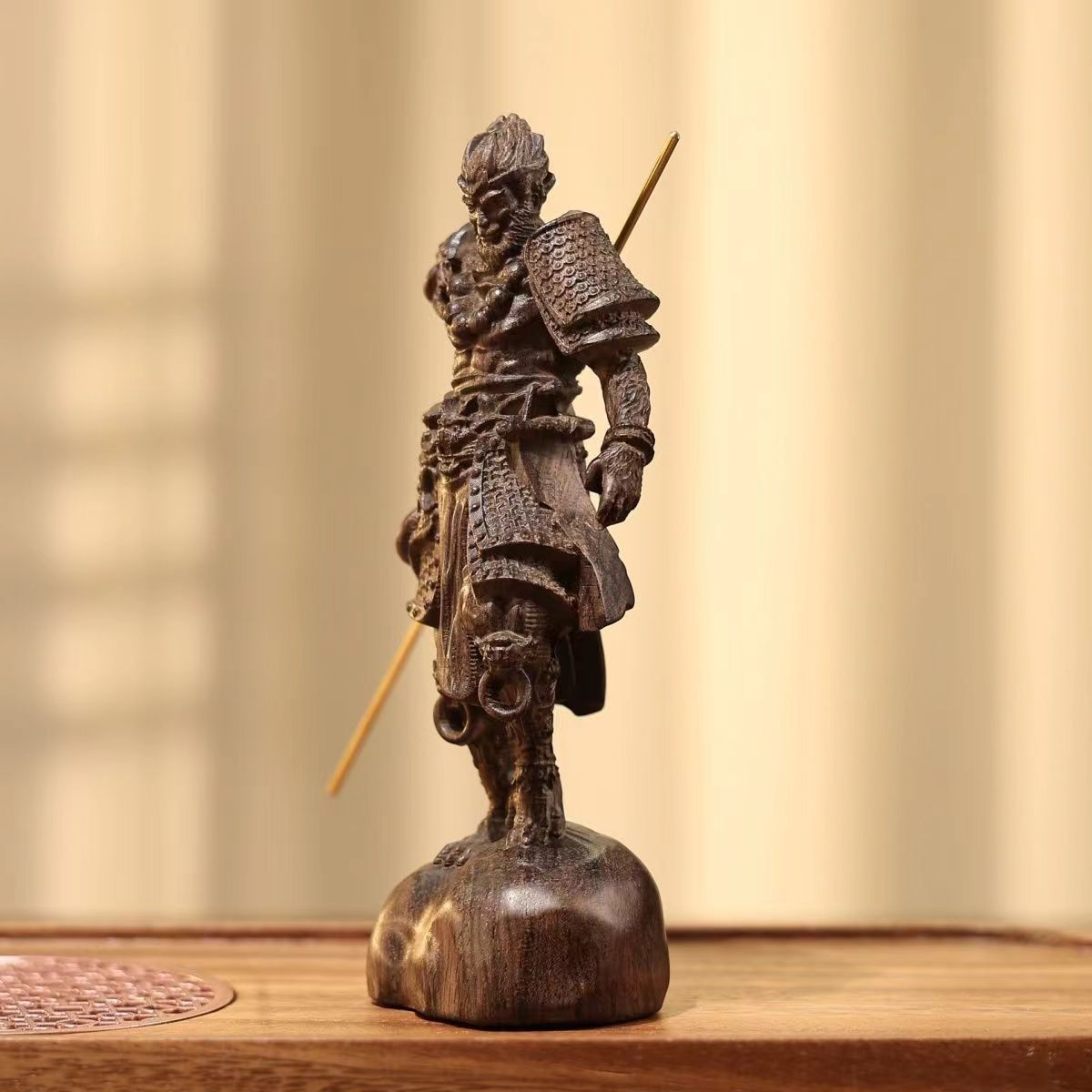 Agarwood hand - carved black Monkey King ornaments - URANBATO