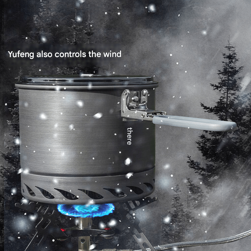 All - in - one outdoor hiking portable single - soldier pot, outdoor cooking stove with high - efficiency energy - gathering ring, camping pot and cookware set - URANBATO