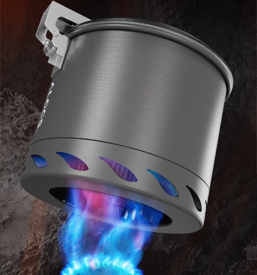 All - in - one outdoor hiking portable single - soldier pot, outdoor cooking stove with high - efficiency energy - gathering ring, camping pot and cookware set - URANBATO
