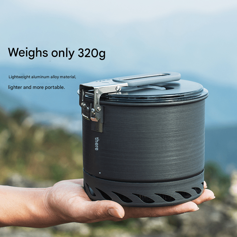 All - in - one outdoor hiking portable single - soldier pot, outdoor cooking stove with high - efficiency energy - gathering ring, camping pot and cookware set - URANBATO