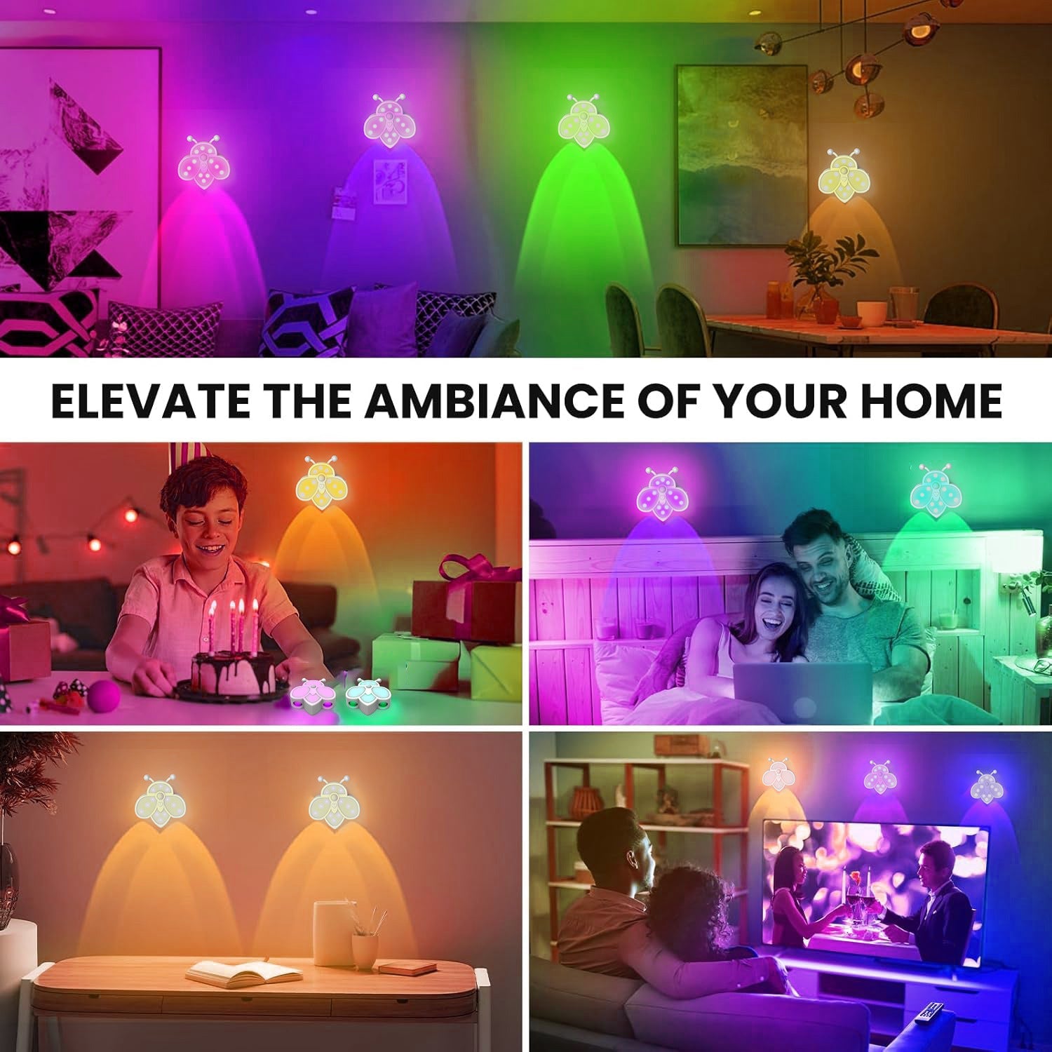 Bee Sensor Night Light,0.3s Motion Detect,Tri - Color Mood Master,5000 - Hour Lifespan - URANBATO