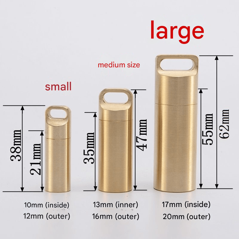 Brass outdoor EDC waterproof warehouse, small medicine bottle for the elderly, light - proof and moisture - proof portable medicine box - URANBATO