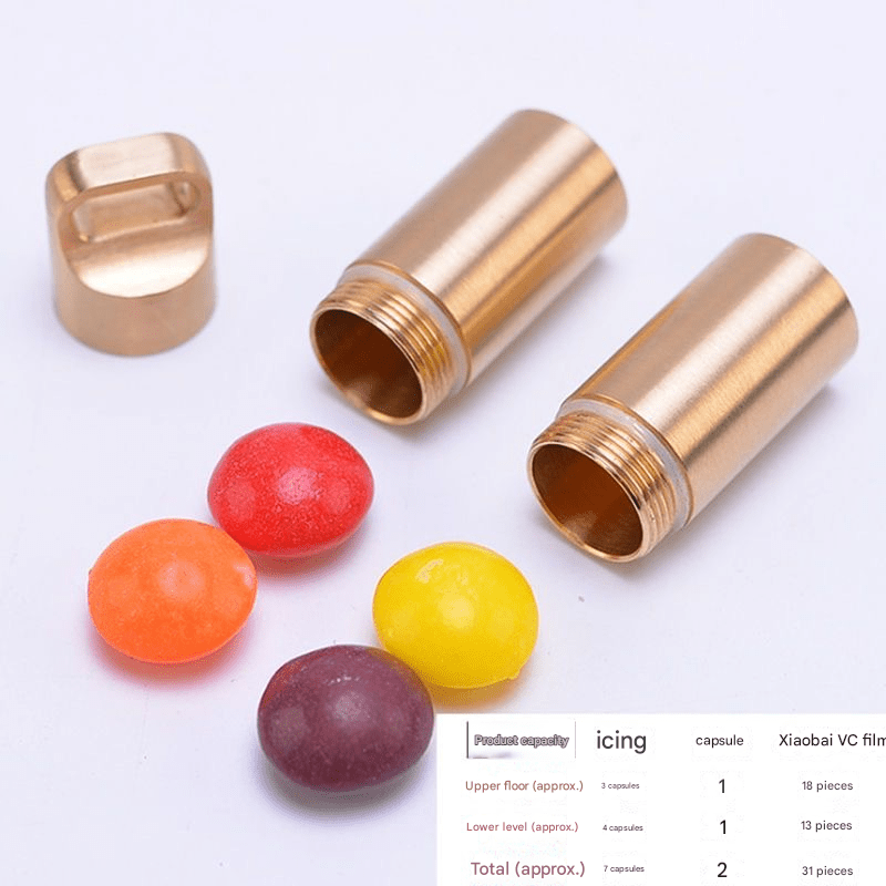 Brass outdoor EDC waterproof warehouse, small medicine bottle for the elderly, light - proof and moisture - proof portable medicine box - URANBATO