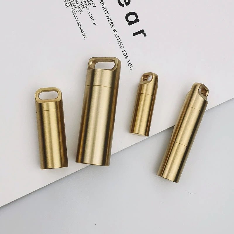 Brass outdoor EDC waterproof warehouse, small medicine bottle for the elderly, light - proof and moisture - proof portable medicine box - URANBATO