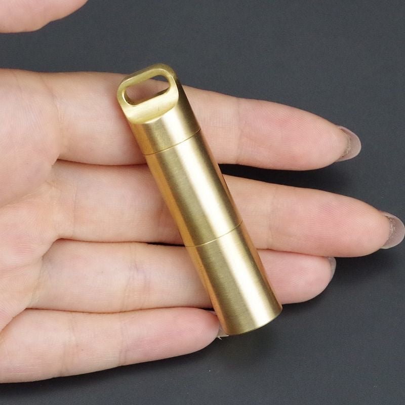 Brass outdoor EDC waterproof warehouse, small medicine bottle for the elderly, light - proof and moisture - proof portable medicine box - URANBATO