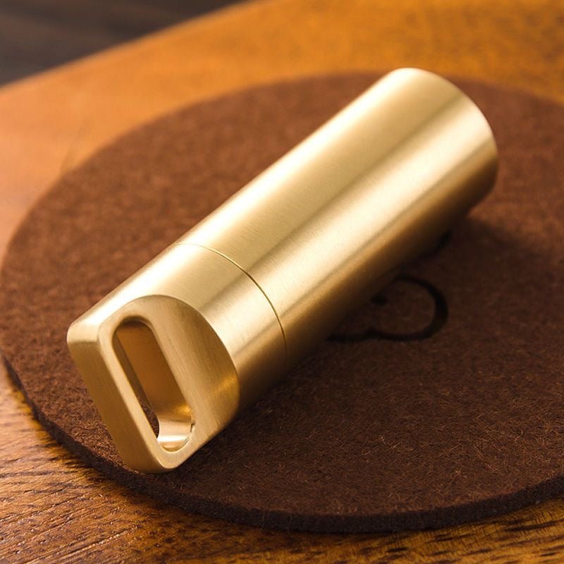Brass outdoor EDC waterproof warehouse, small medicine bottle for the elderly, light - proof and moisture - proof portable medicine box - URANBATO
