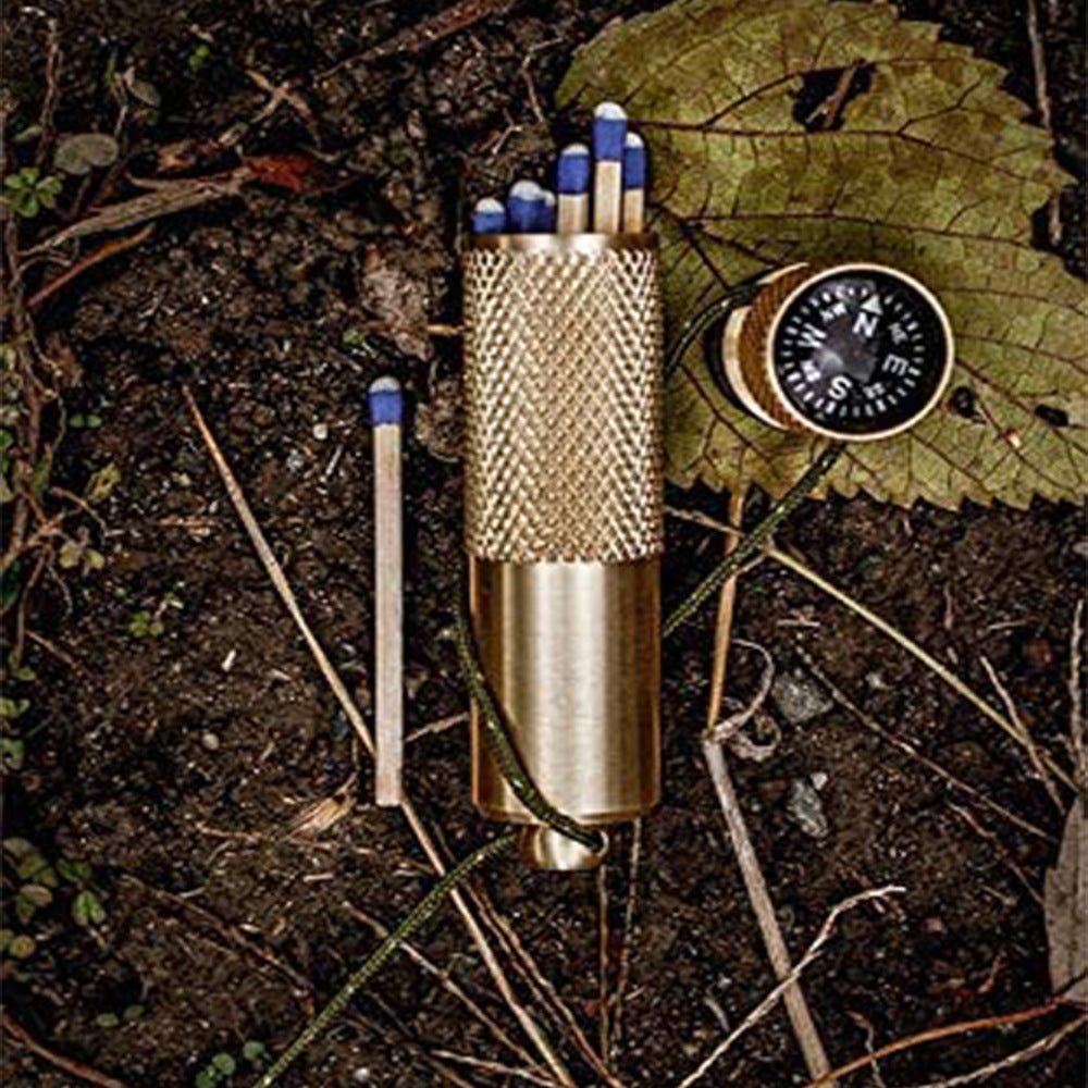 [Built - in compass] EDC multifunctional pure copper waterproof warehouse, outdoor storage box, waterproof portable medicine bottle, portable mini matchbox, sealed waterproof storage box, essential for outdoor camping, mountaineering, hiking and adventure - URANBATO