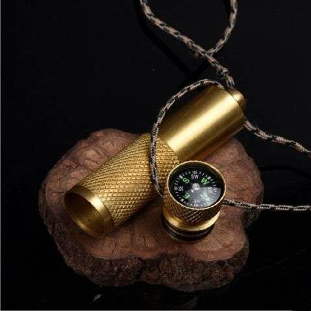 [Built - in compass] EDC multifunctional pure copper waterproof warehouse, outdoor storage box, waterproof portable medicine bottle, portable mini matchbox, sealed waterproof storage box, essential for outdoor camping, mountaineering, hiking and adventure - URANBATO