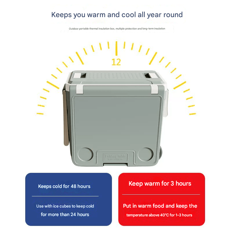 CENERGY 3 - in - 1 Camp Box｜Cooler+Table+Chair｜PE/PU/PP Armor 48hr Cooling/3hr Warming｜All - in - One Outdoor Kitchen｜7.05kg Portable - URANBATO