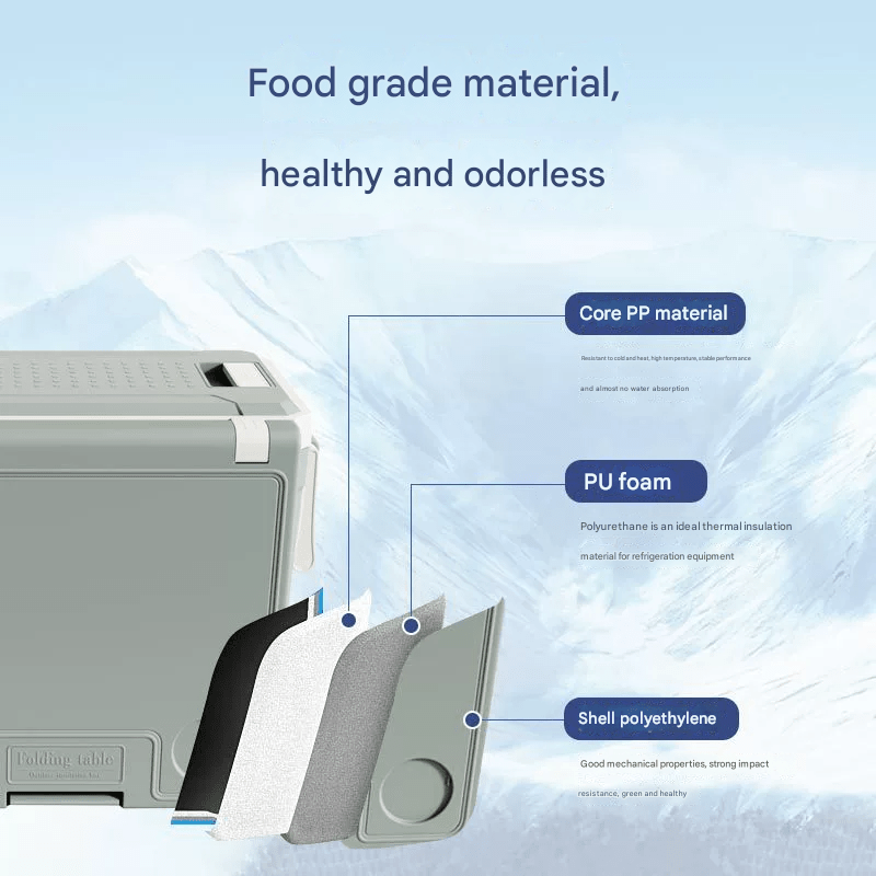 CENERGY 3 - in - 1 Camp Box｜Cooler+Table+Chair｜PE/PU/PP Armor 48hr Cooling/3hr Warming｜All - in - One Outdoor Kitchen｜7.05kg Portable - URANBATO