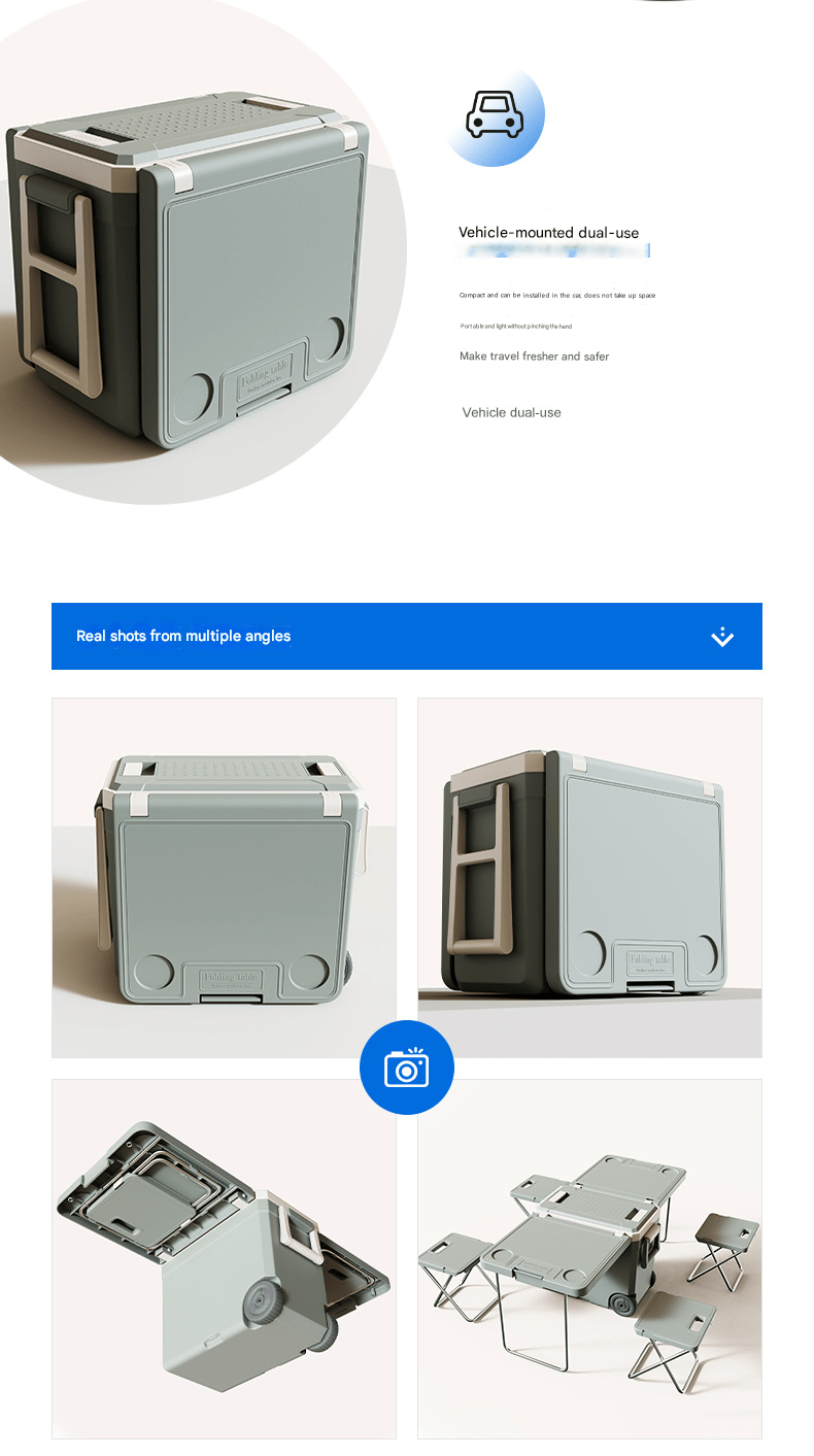 CENERGY 3 - in - 1 Camp Box｜Cooler+Table+Chair｜PE/PU/PP Armor 48hr Cooling/3hr Warming｜All - in - One Outdoor Kitchen｜7.05kg Portable - URANBATO