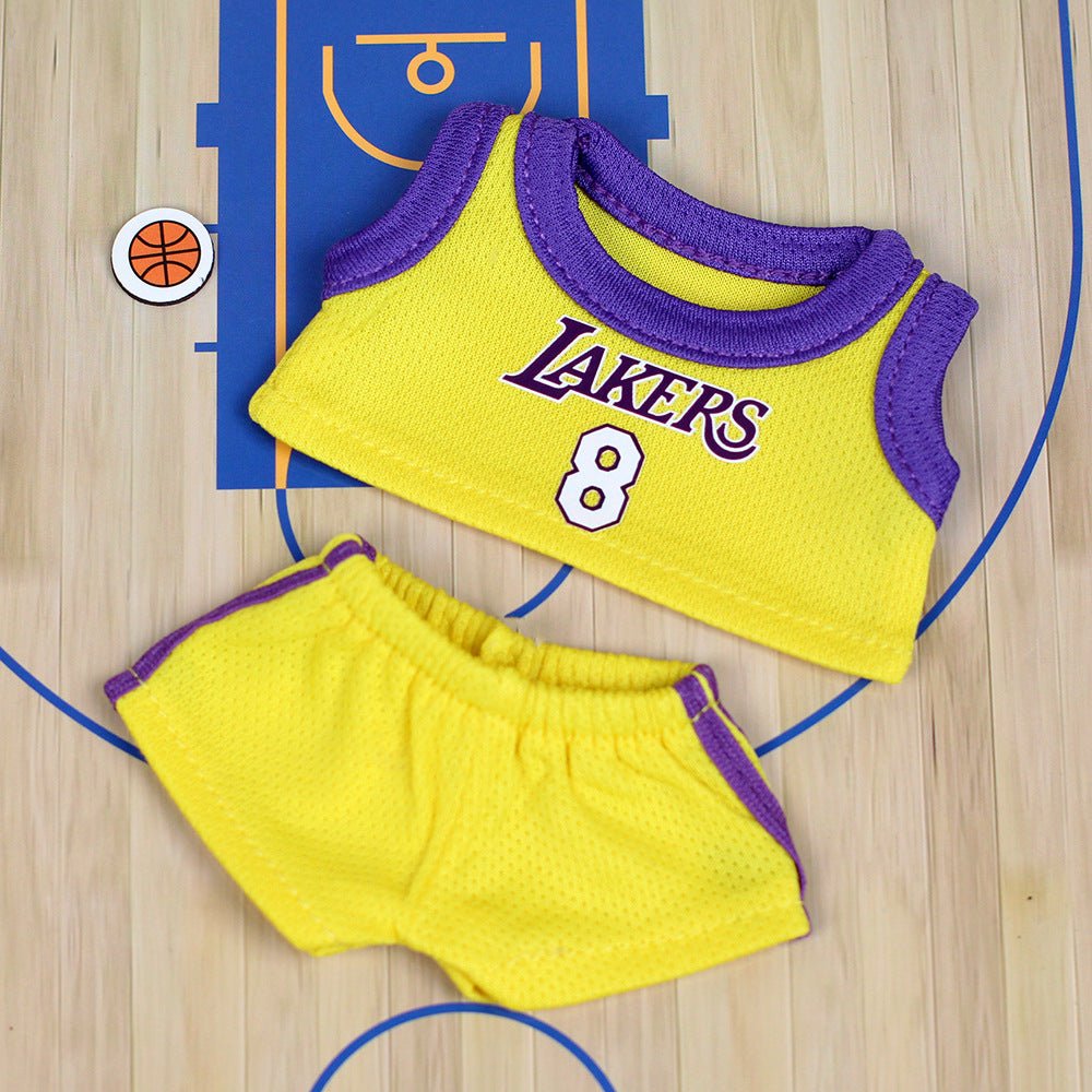 Clothes only 17cm Labubu basketball jersey doll clothes vinyl pendant clothes heart - beating macaron Labubu - URANBATO