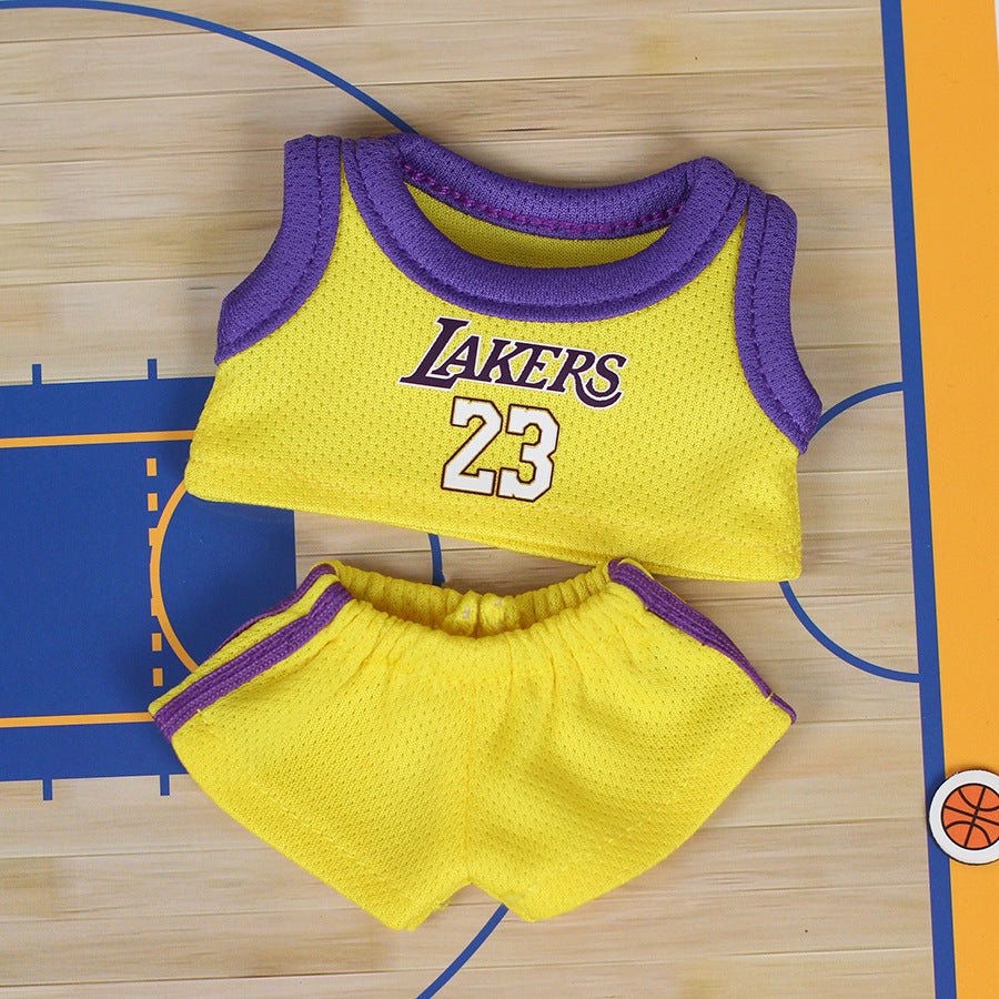 Clothes only 17cm Labubu basketball jersey doll clothes vinyl pendant clothes heart - beating macaron Labubu - URANBATO