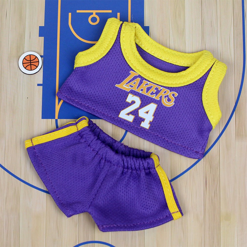 Clothes only 17cm Labubu basketball jersey doll clothes vinyl pendant clothes heart - beating macaron Labubu - URANBATO