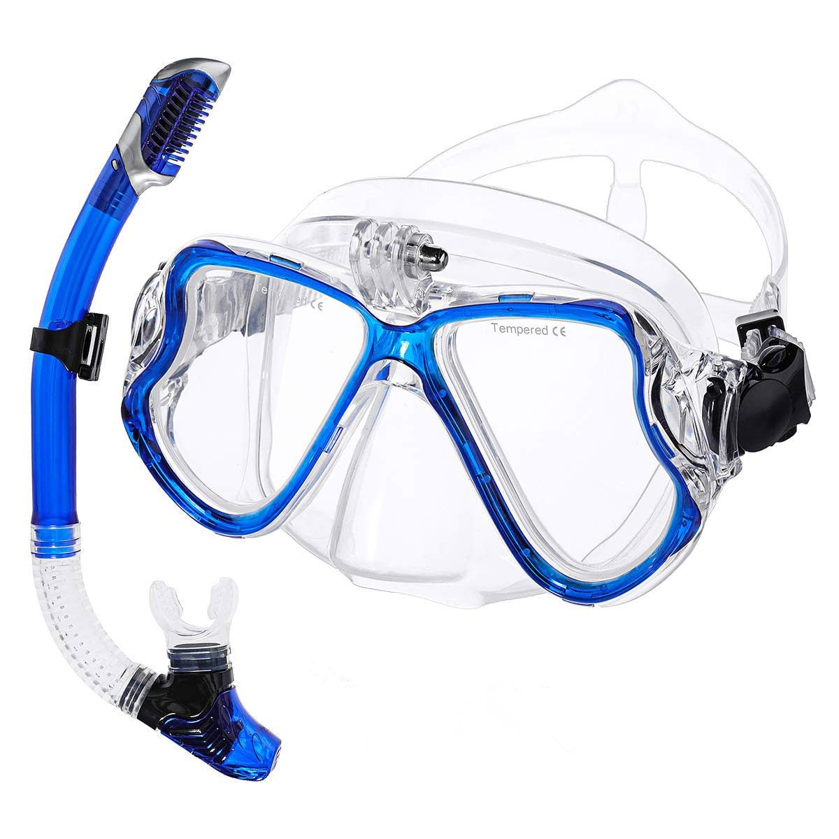 Diving goggles with camera holder, full dry snorkel, camera mountable snorkeling goggles set - URANBATO