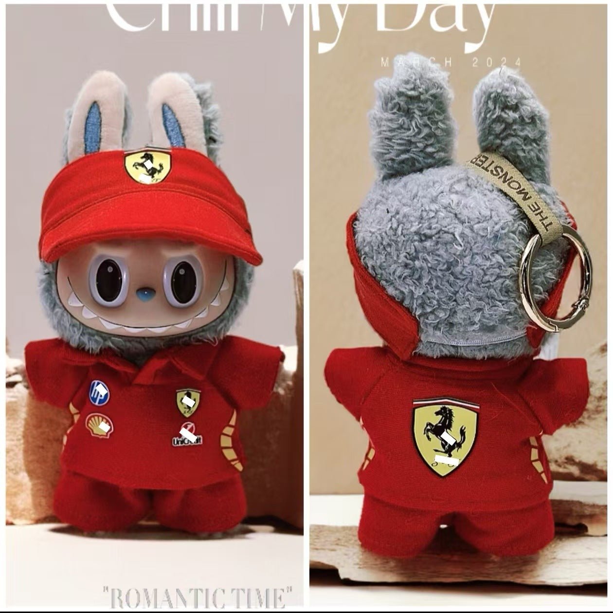 [F1 Team Uniform] Labubu Doll Outfit Red Prancing Horse and Red Bull Three - piece Set - URANBATO