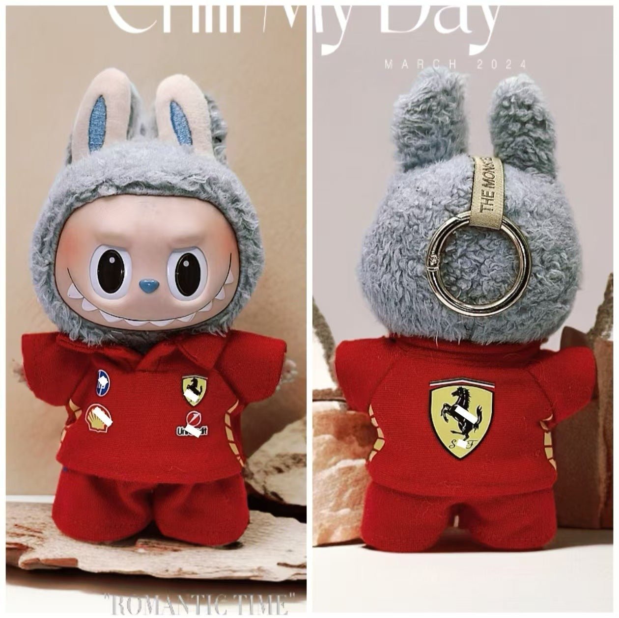 [F1 Team Uniform] Labubu Doll Outfit Red Prancing Horse and Red Bull Three - piece Set - URANBATO