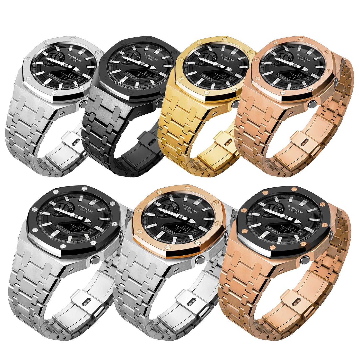 Farm Oak for Casio GA2100 watch cases, Casio modified cases, 316L stainless steel case and strap replacement kits - URANBATO
