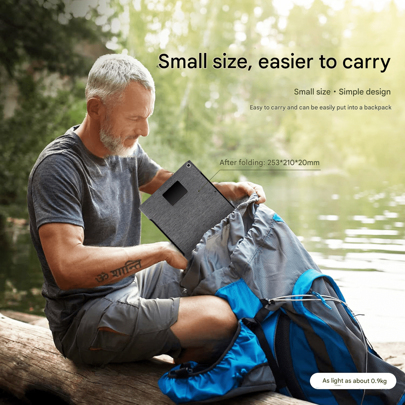 Foldable Solar Charger,40W Monocrystalline,868×253mm Stormproof Panel 5V - 18VDC/USB - A&C Triple Output,20mm Folded,All - Terrain Power Station - URANBATO