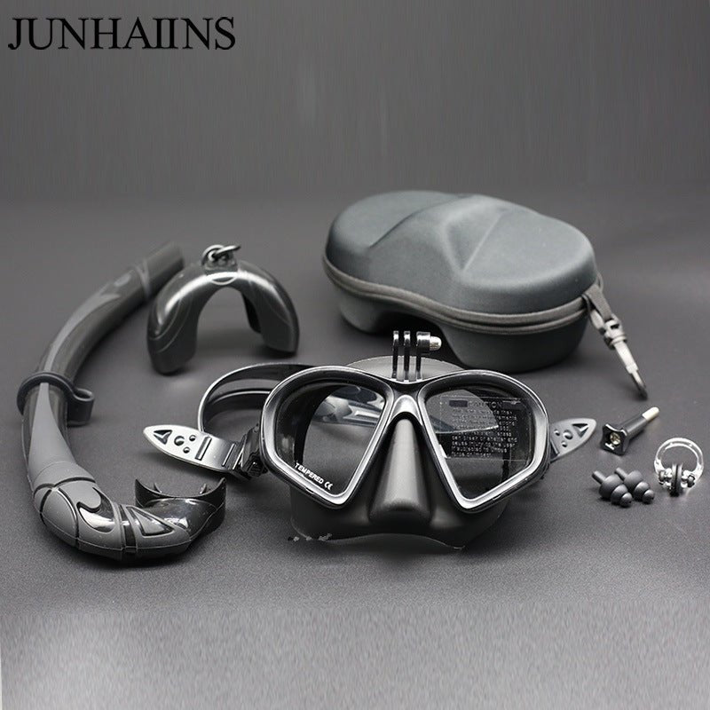 Free diving goggles with GoPro camera holder, diving mask, myopic free diving goggles, liquid silicone tempered glass snorkeling mask with holder - URANBATO