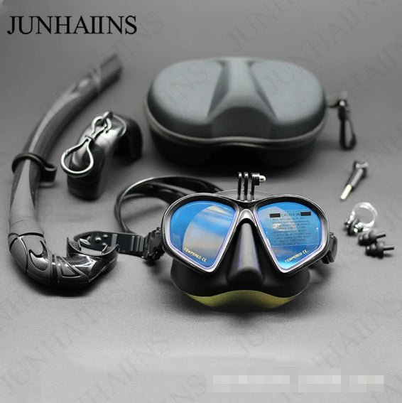 Free diving goggles with GoPro camera holder, diving mask, myopic free diving goggles, liquid silicone tempered glass snorkeling mask with holder - URANBATO