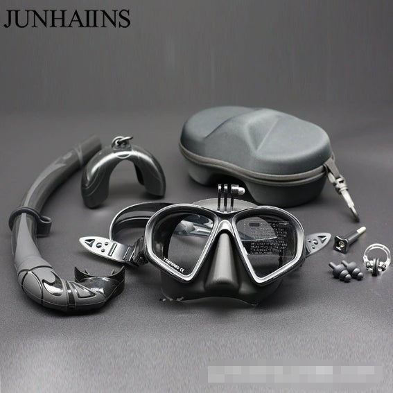 Free diving goggles with GoPro camera holder, diving mask, myopic free diving goggles, liquid silicone tempered glass snorkeling mask with holder - URANBATO