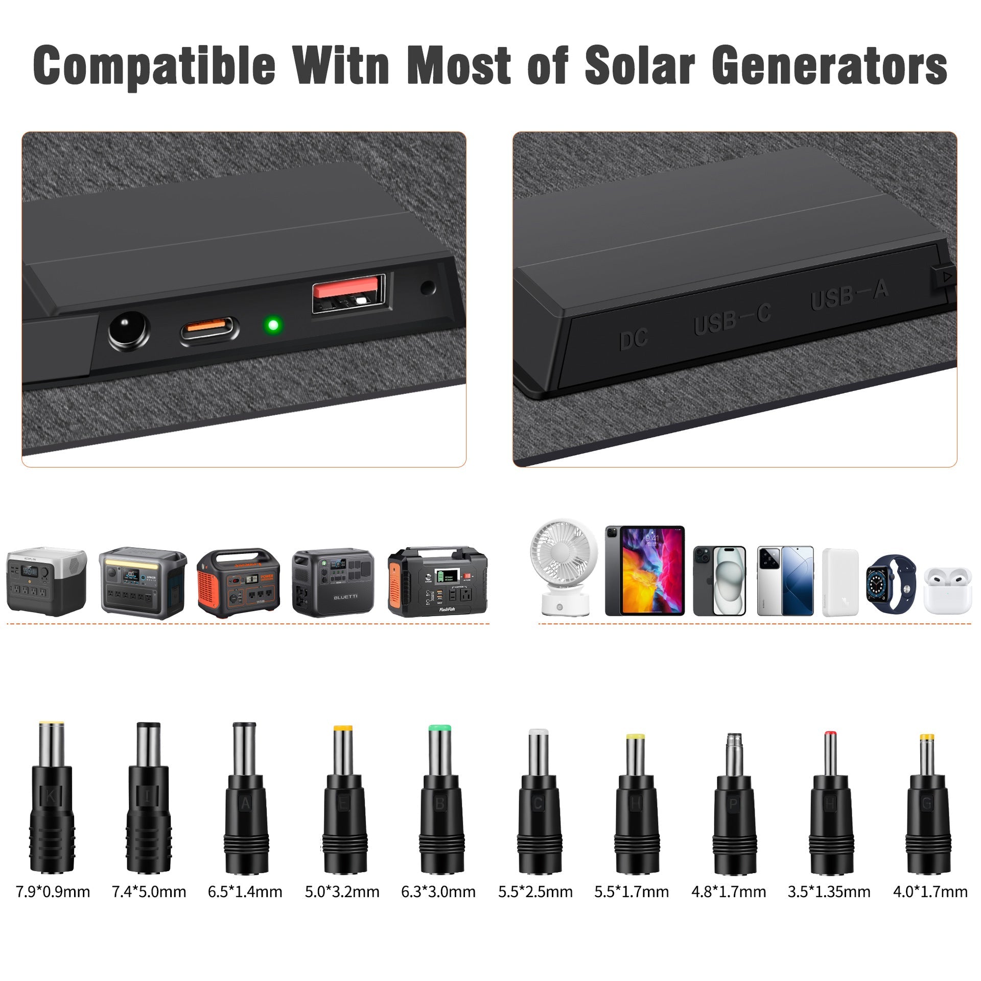 [Free shipping]Portable 30W solar cell foldable charging board, outdoor emergency mobile phone charging foldable bag, compatible with most solar generators, foldable and lightweight - URANBATO