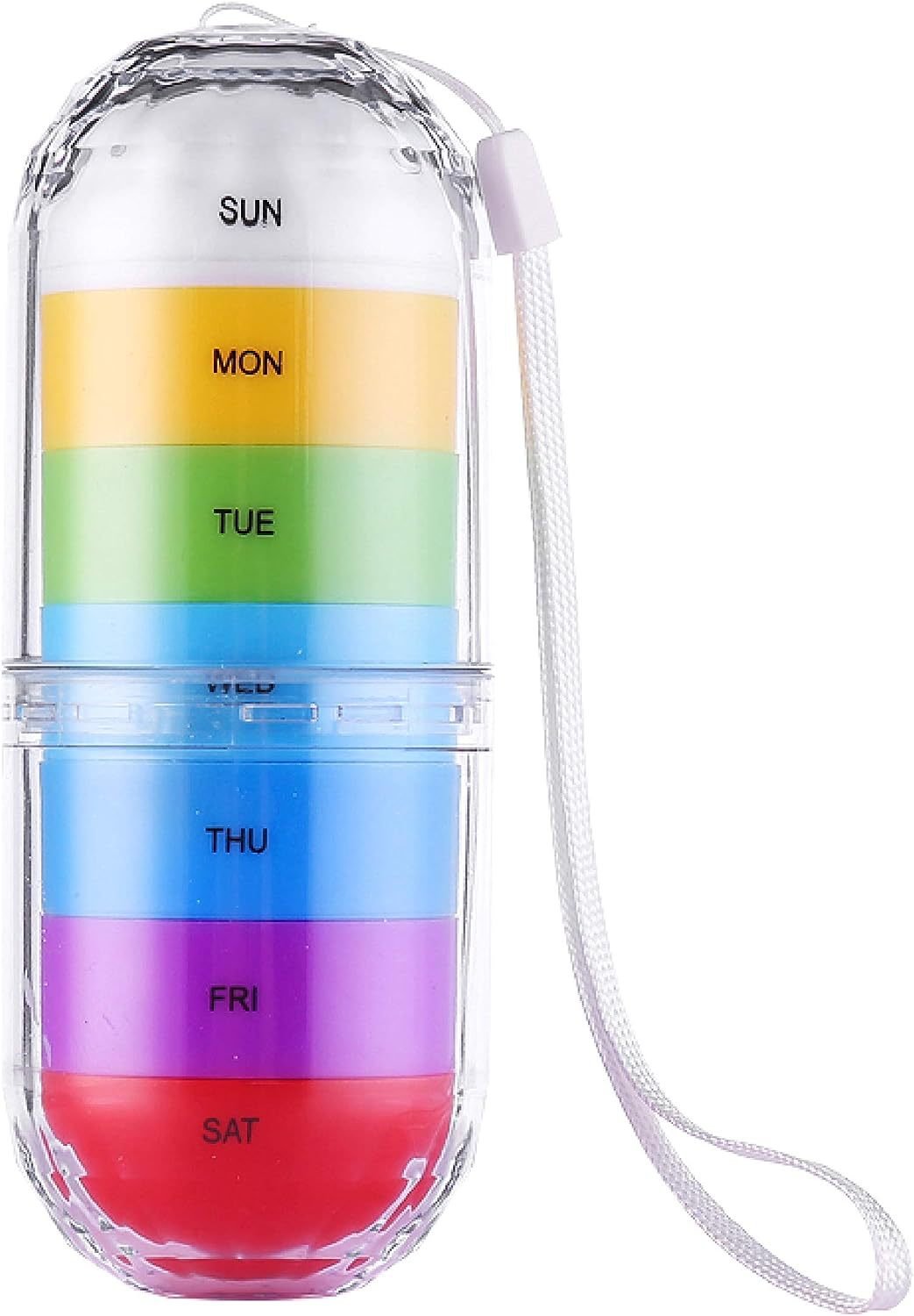 GrainCapsule Pill Box,7 - Day Sealed System,125g Ultra - Light Twin Silicone Seals,Color - Coded Days,Wheat/Rainbow Editions - URANBATO
