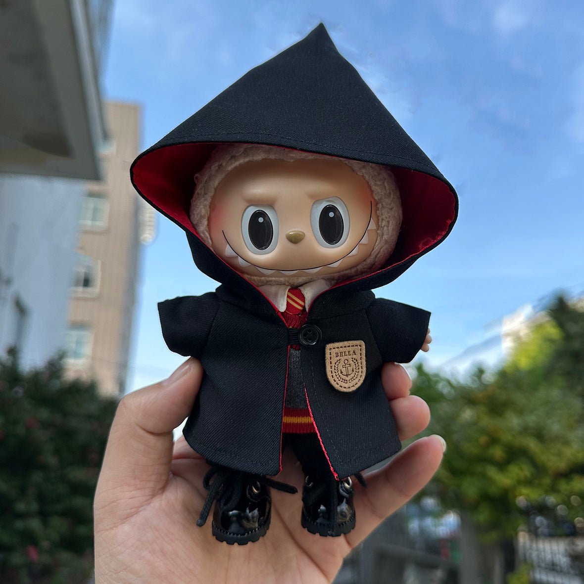 heart - beating macaron doll clothes 17cm Labubu doll clothes magic school outfit cape - URANBATO