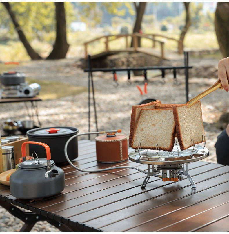 High - power three - burner stove, outdoor portable cassette stove, outdoor windproof stove, cooking and boiling water stove equipment, camping and picnic gas stove, compatible with flat gas tank and long gas tank cassette stove - URANBATO