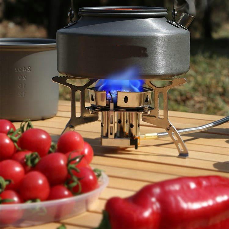 High - power three - burner stove, outdoor portable cassette stove, outdoor windproof stove, cooking and boiling water stove equipment, camping and picnic gas stove, compatible with flat gas tank and long gas tank cassette stove - URANBATO