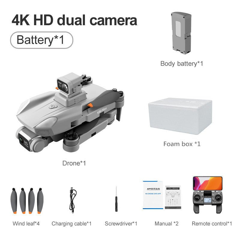 K90 Max Omnidirectional Drone,360° Lidar Navigation,4K ESC Dual - Camera 28min Flight,Brushless Wind Resistance,GPS+Optical Flow Positioning - URANBATO